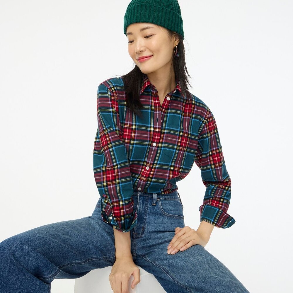 J.Crew Plaid Button Down Shirt - Size 12 - Picture 2 of 4